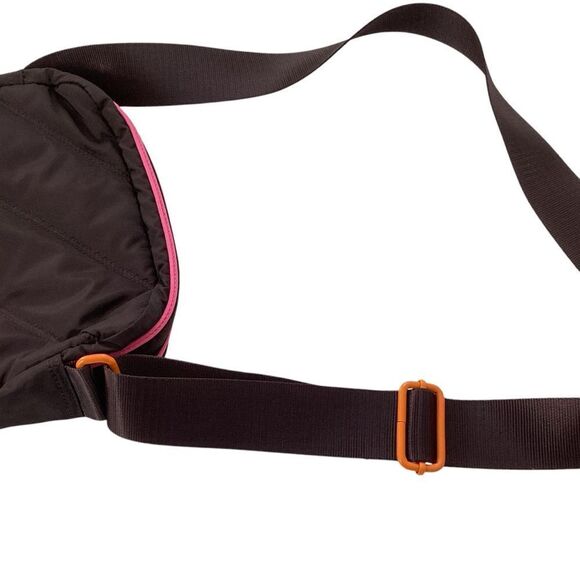 GANNI Quilted Recycled Tech Fabric Festival Bag Mole Dark Brown Pink Orange - Picture 6 of 12